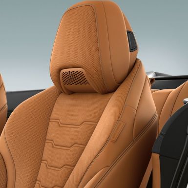 BMW M850i xDrive, siège multifonctions avec chauffe-nuque, cuir Merino Cognac. BMW M850i xDrive, siège multifonctions avec chauffe-nuque, cuir Merino Cognac.