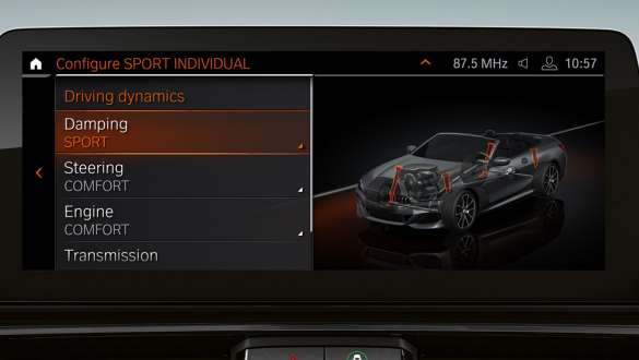 Suspension M adaptative BMW Série 8 Cabrio G14 LCI restylage 2022 Control Display vue en gros plan