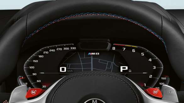 Combiné des instruments spécial M. Combiné des instruments spécial M de la BMW M8 Competition Cabrio.