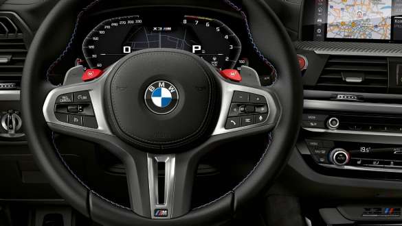 BMW X3 M Competition et BMW X3 M, habitacle. Intérieur des BMW X3 M Competition et BMW X3 M, habitacle, volant M en cuir, M Servotronic.