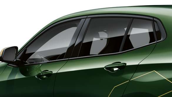 Graphique des vitres vue en gros plan de la BMW X2 F39 Sanremo Green metallic Graphique des vitres vue en gros plan de la BMW X2 F39 Sanremo Green metallic