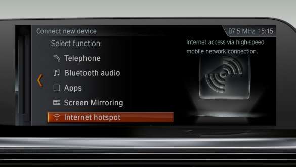 Point de connexion Wi-Fi à bord de la BMW Z4 Roadster Vue dans le poste de conduite de la BMW Z4 Roadster