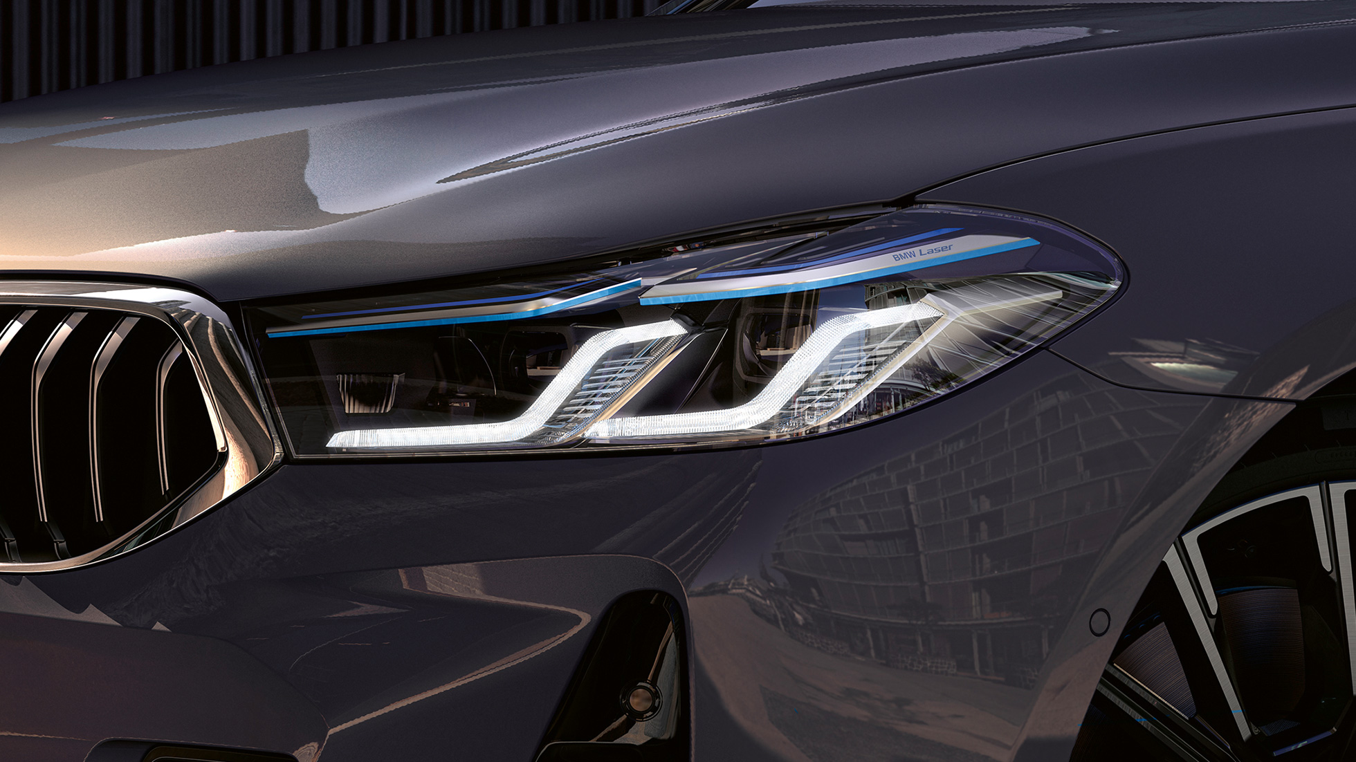 BMW Laserlight de la BMW Série 6 Gran Turismo G32 2020 BMW Laserlight de la BMW Série 6 Gran Turismo 640i xDrive G32 2020 en Berninagrau, vue en gros plan avant