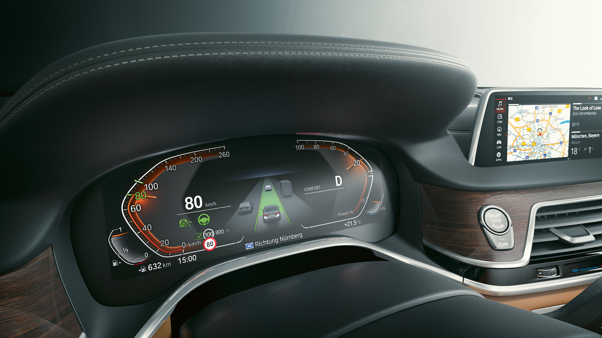 BMW Série 7 Berline : BMW Live Cockpit Professional BMW Série 7 Berline : vue en gros plan du BMW Live Cockpit Professional