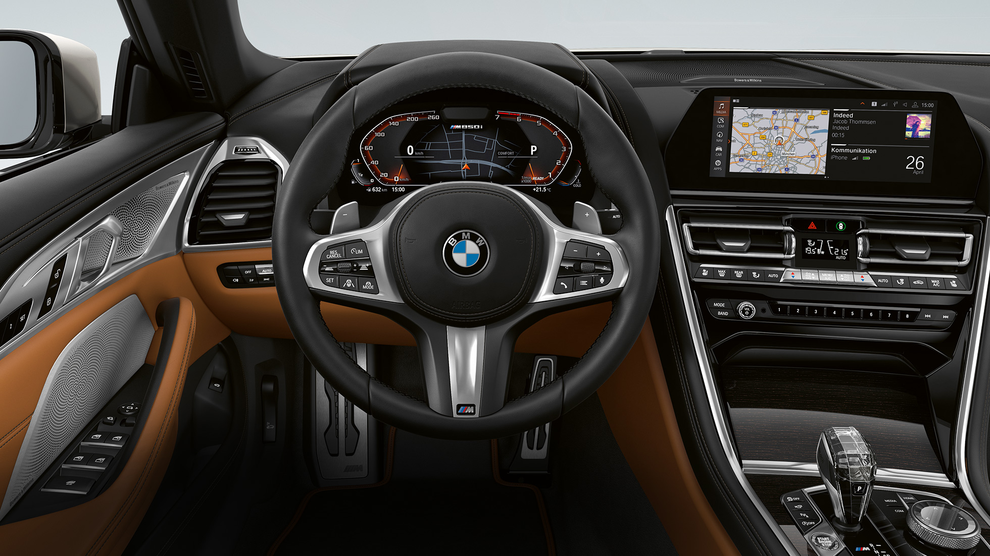 BMW M850i xDrive, volant M en cuir multifonctions avec palettes de changement de vitesse BMW M850i xDrive, volant M en cuir multifonctions avec palettes de changement de vitesse