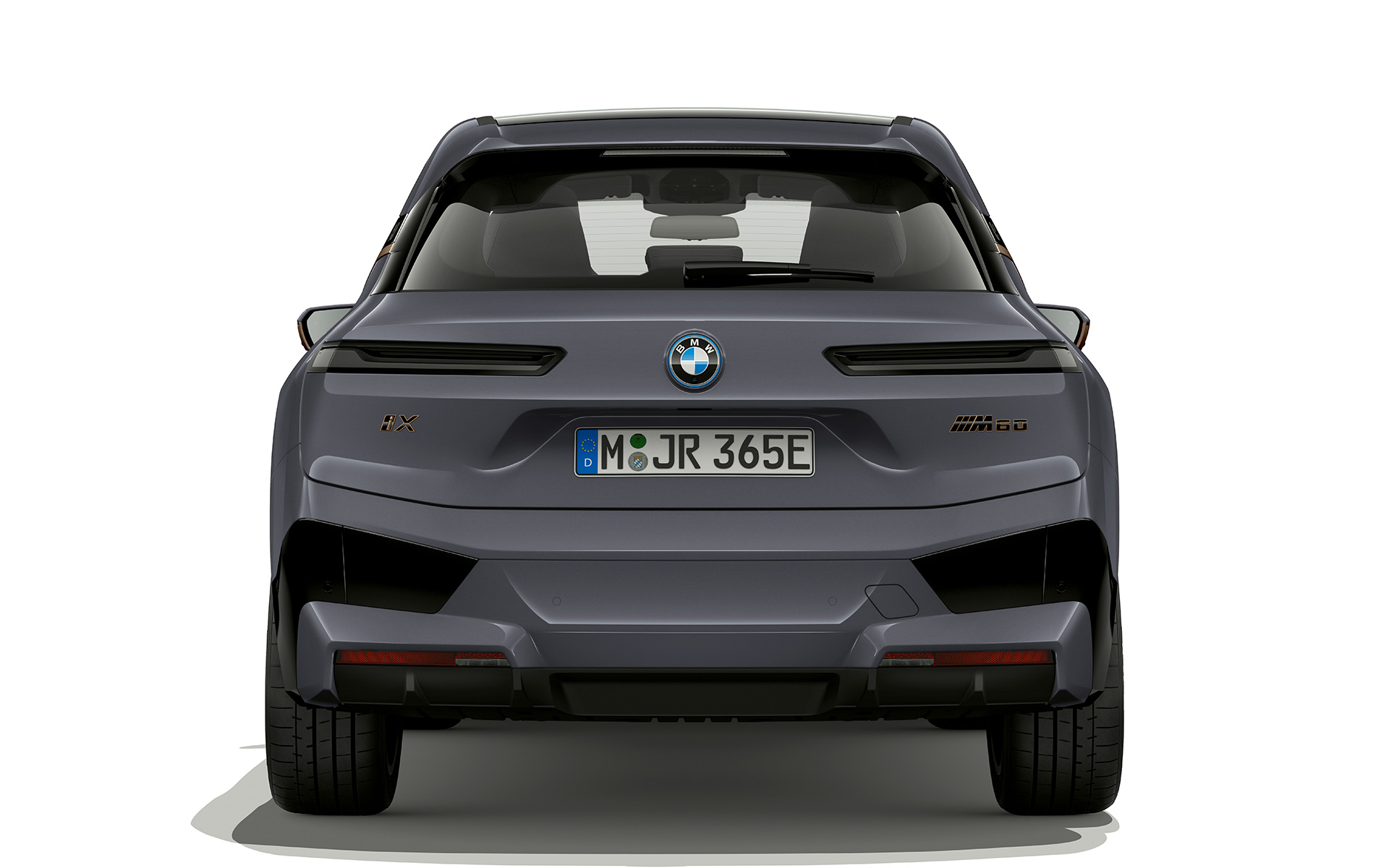 BMW iX M60 i20 2022 SUV électrique BMW Individual Storm Bay metallic, vue arrière des feux M Shadow Line