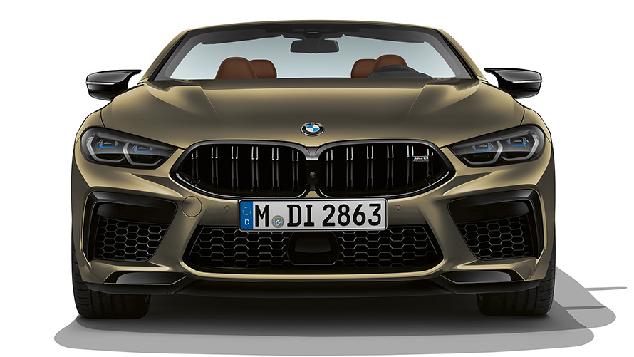 La nouvelle BMW M8 Competition Cabrio F91 LCI restylage 2022 BMW Individual Brass metallic vue de face
