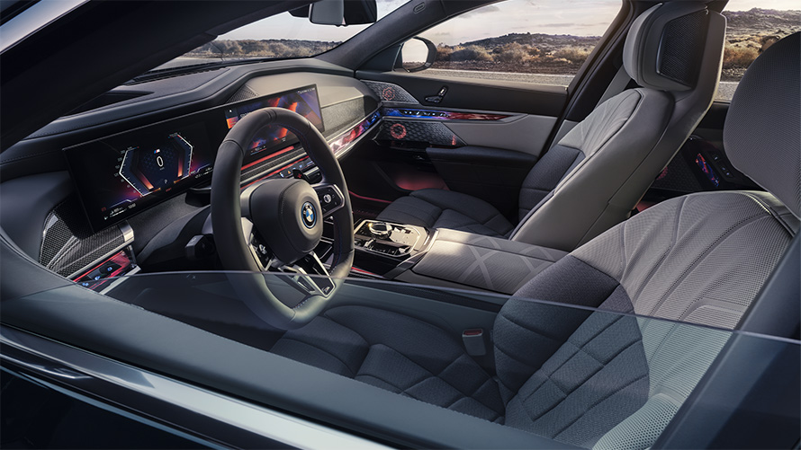 Cuir Merino BMW Individual / combinaison laine-cachemire avec détails exclusifs Rauchweiß / Hellgrau