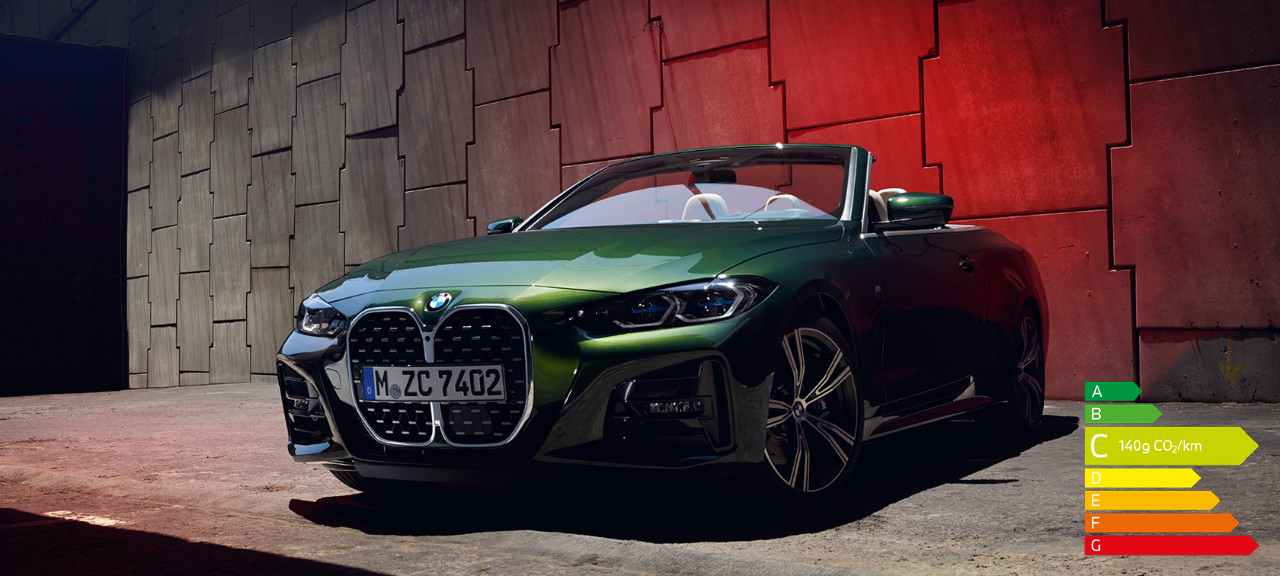 BMW Série 4 Cabrio G23 2020 Sanremo Green metallic, vue de trois quarts avant 