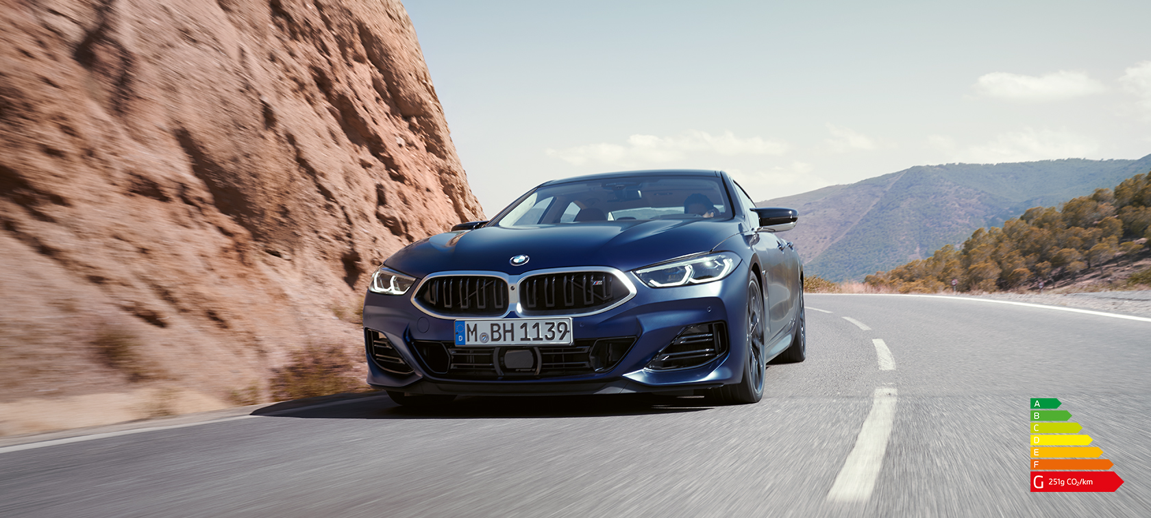 BMW M850i xDrive Gran Coupé G16 LCI Facelift 2022 BMW Individual Frozen Tanzanite Blue metallic rear from bird’s eye view